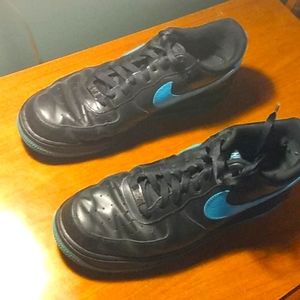 Black and blue nike AF1